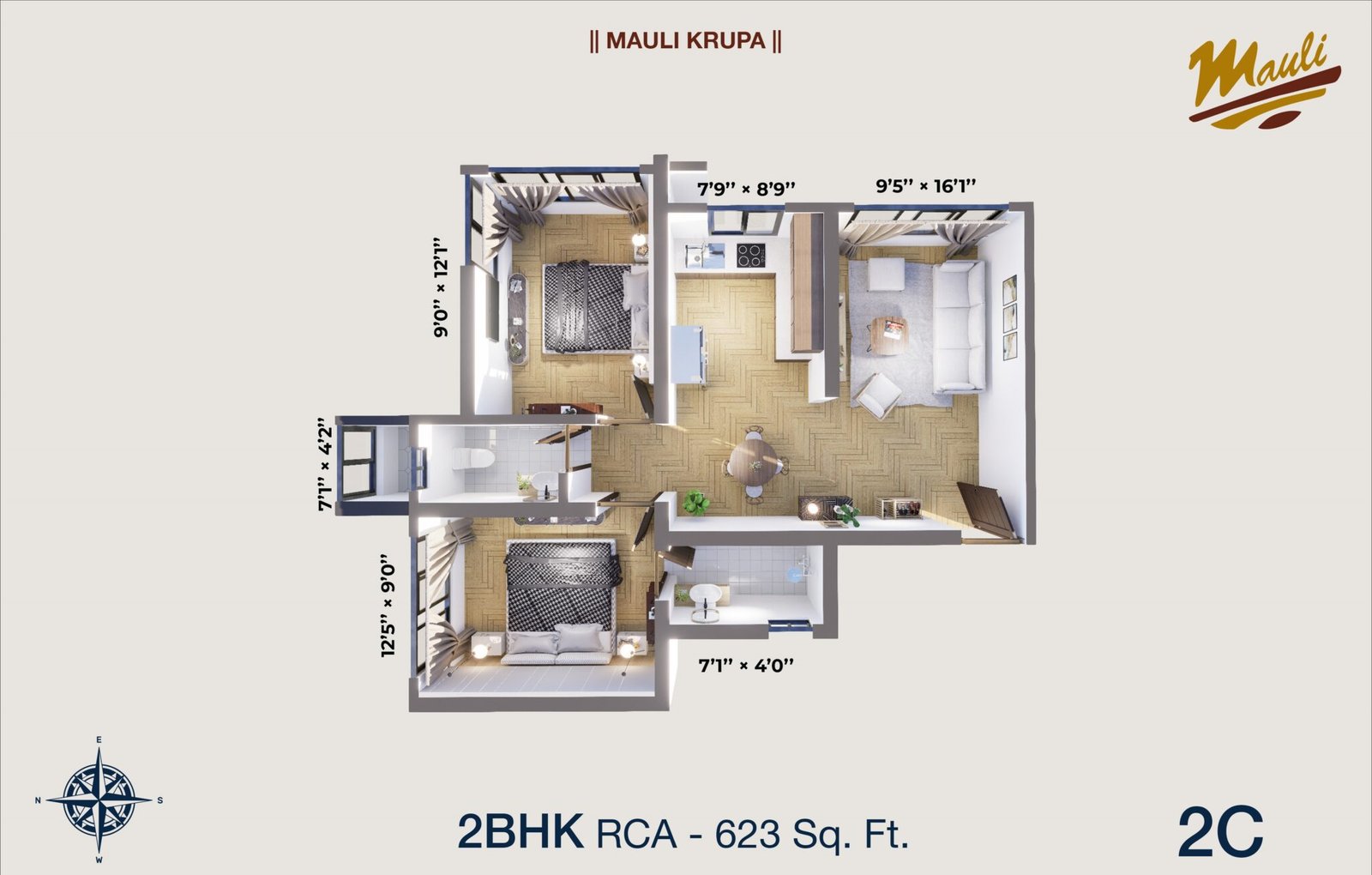 2 BHK Floor Plan